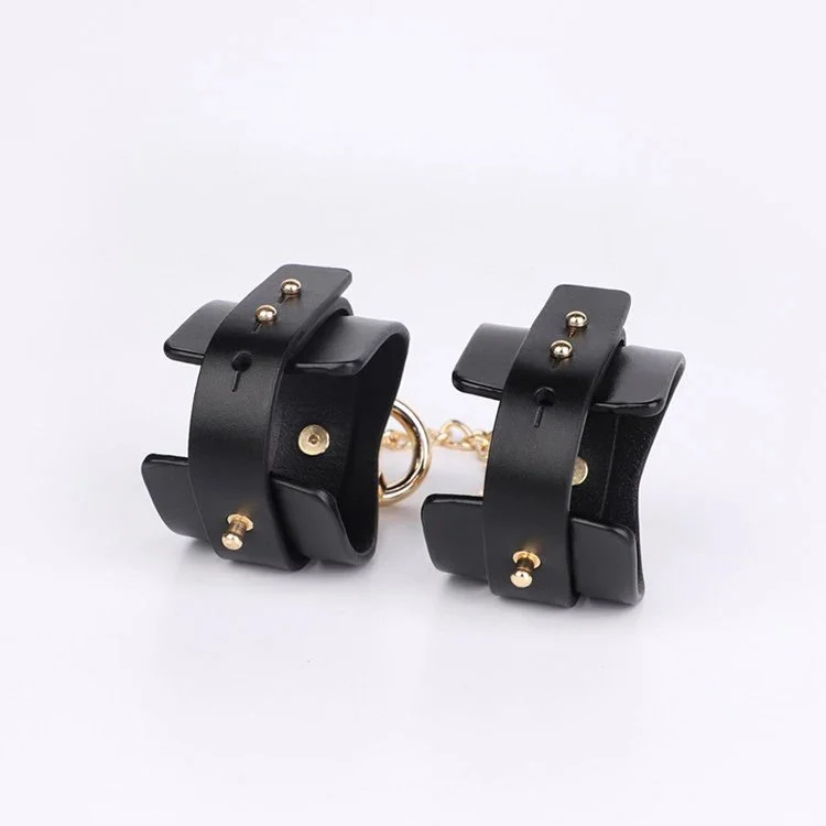 Adult Bondage Gear Neck Collar with Chain High Quality Leather Sexual Handcuffs Game for Couples
