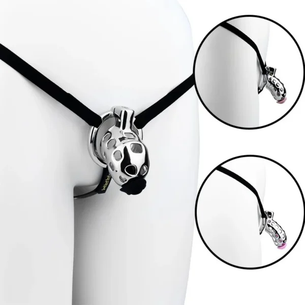 Steel Male Chastity Lock with Catheter Design Delivers Intense Confinement Sensation Through Male Penis Cage Restraint