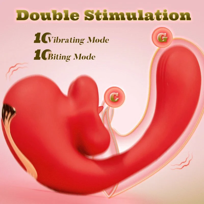Silicone Bendable G-spot Vibrator Vaginal Clitoral Stimulator Women Masturbation Tongue Licking Mouth Vibrator with Biting Modes