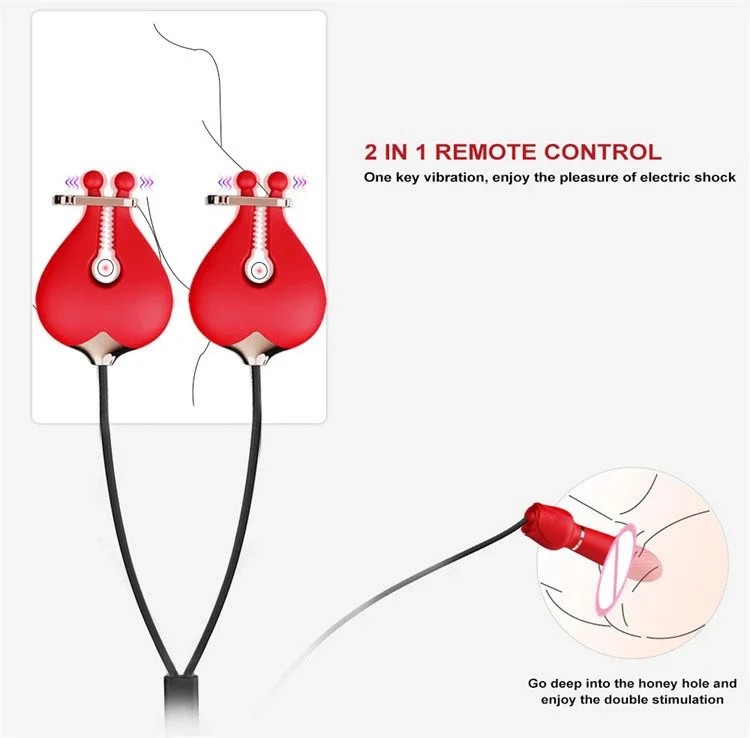 Sex Toys for Women Nipple Clamps Clitoral Nipple Stimulator Rose Dildo Vibrator With Breast Clip