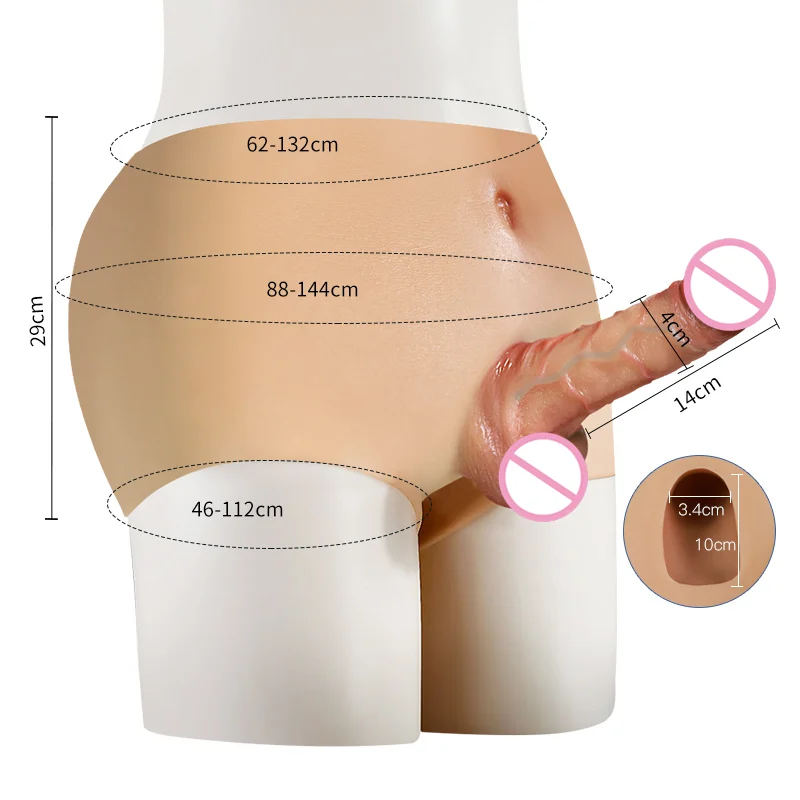 Adult Female Solid Hollow Artificial Strapon Lesbian Wearable Dildo Realistic Silicone Pants Penis for Man and Women