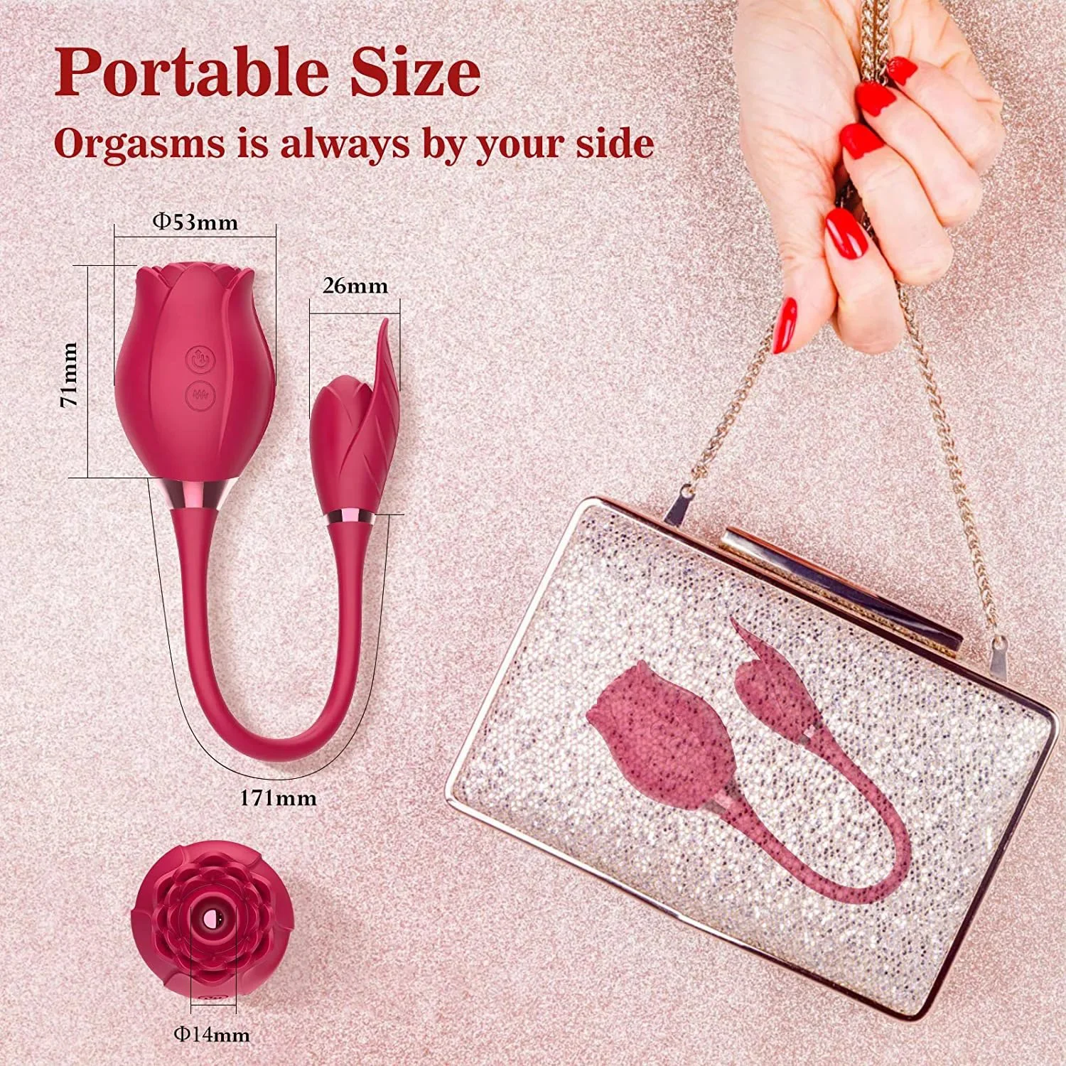Silicone Rose Flower Shape Clitoral Sucking Clitoris Vibrator G-Spot Vibrator Double Head Use for Women