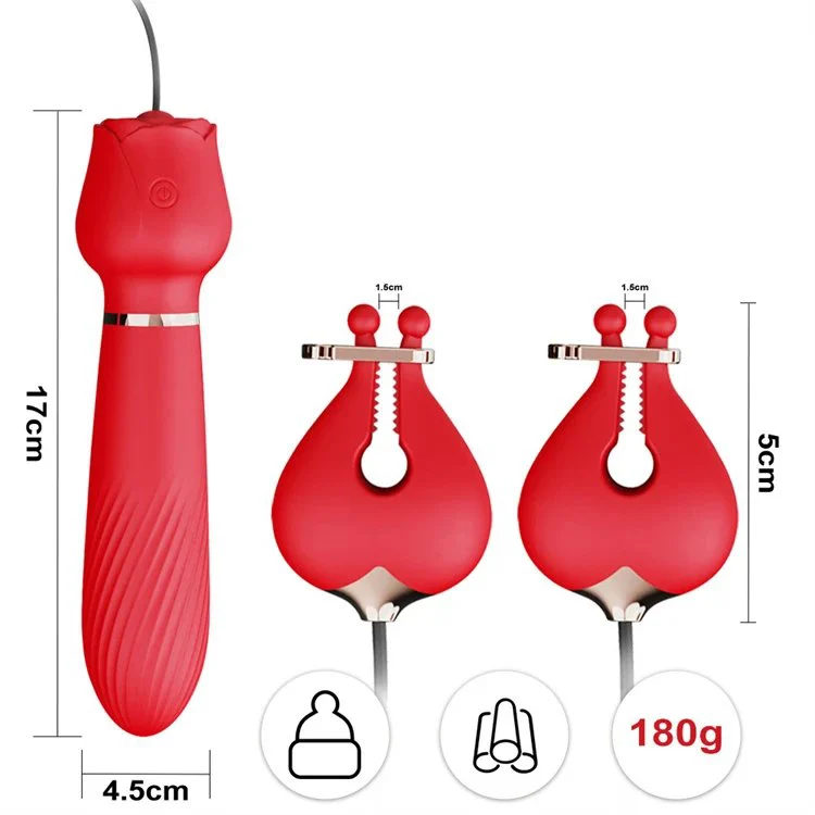 Sex Toys for Women Nipple Clamps Clitoral Nipple Stimulator Rose Dildo Vibrator With Breast Clip