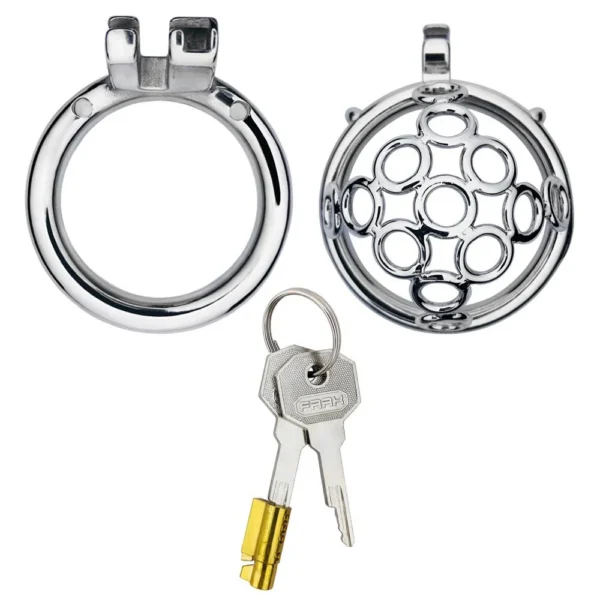 Round or Curved Ring and Belt Spiked Cock Cages Cock Cage Male Chastity Devices SM Products