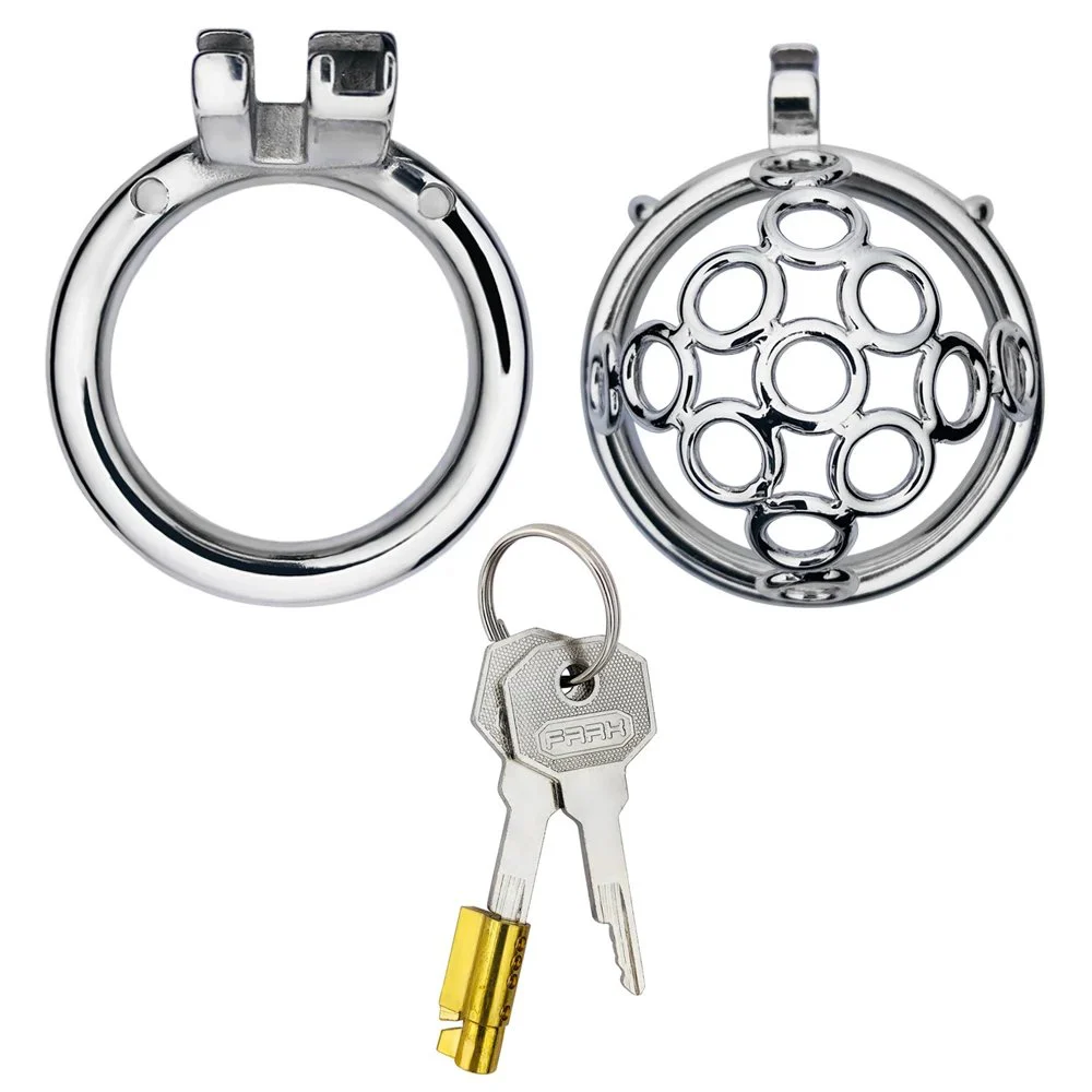 Round or Curved Ring and Belt Spiked Cock Cages Cock Cage Male Chastity Devices SM Products