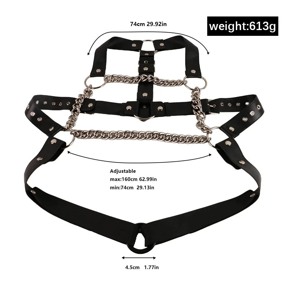 Adult Sex Toys with Soft Leather and Metal Chain Toys for Men Flirting Adult Toy Leather Chains to Restrain the Body