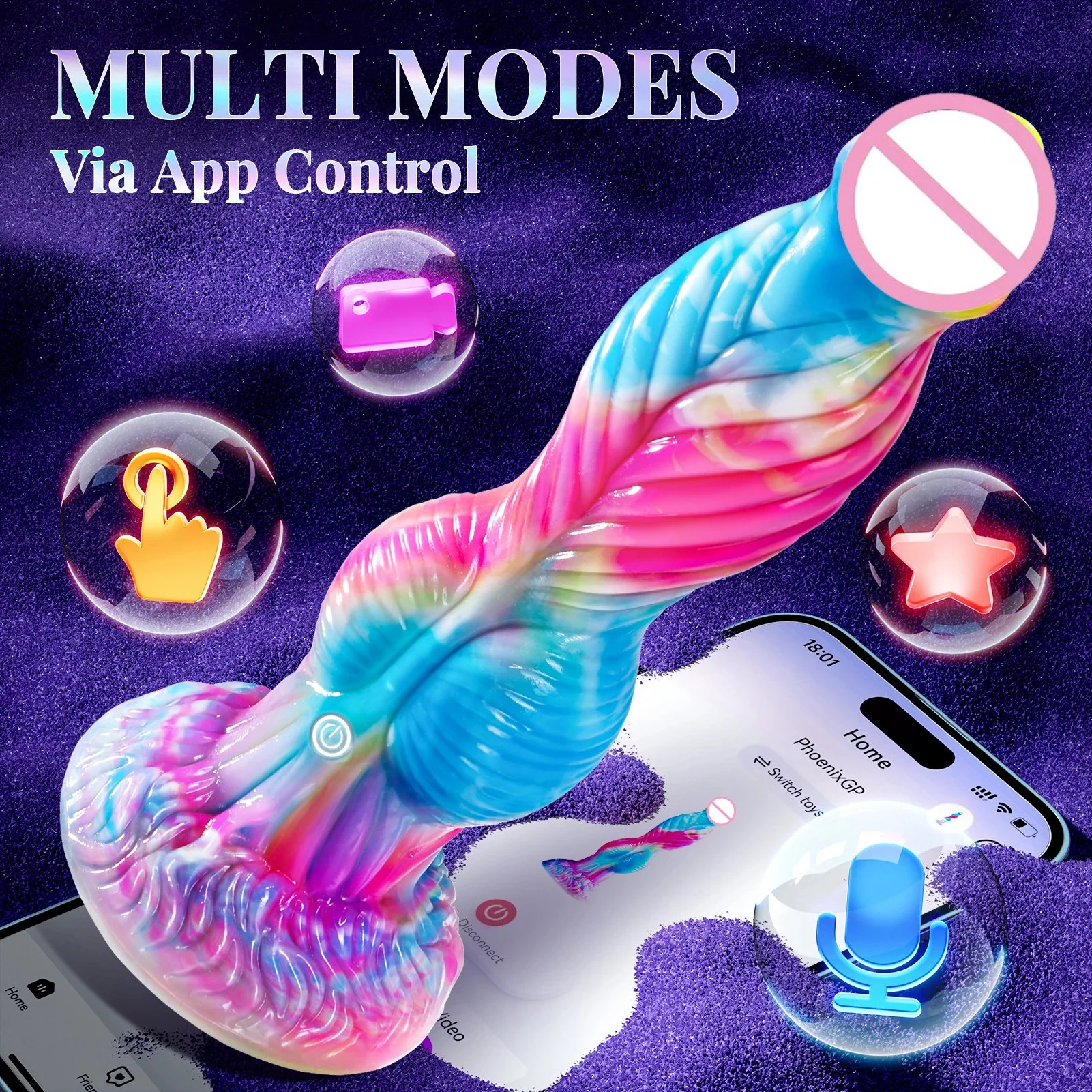 APP Remote Control Telescopic Vibration Soft 7-Speed Phoenix Shaped Butt Plug Alien Safe Silicone Anal Plug Giant Dilation