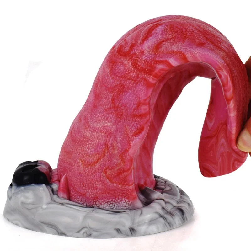 9.8 Inch Huge Wolf Tongue Gorgeous Erotic Realistic Sex Toy Curved Artificial Silicone Animal Tongue Toy