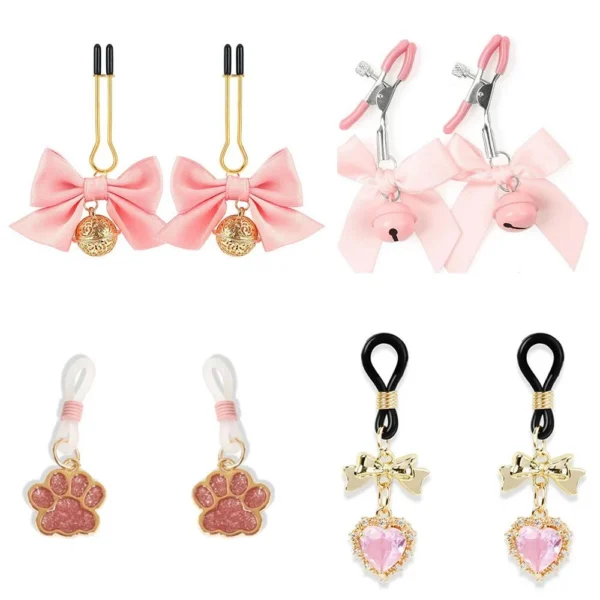 Bow Bell Milk Clip Female Emotional Fun U shaped Mimi Clip Romantic Fun Toy Adult SM Milk Clip Milk Bundle