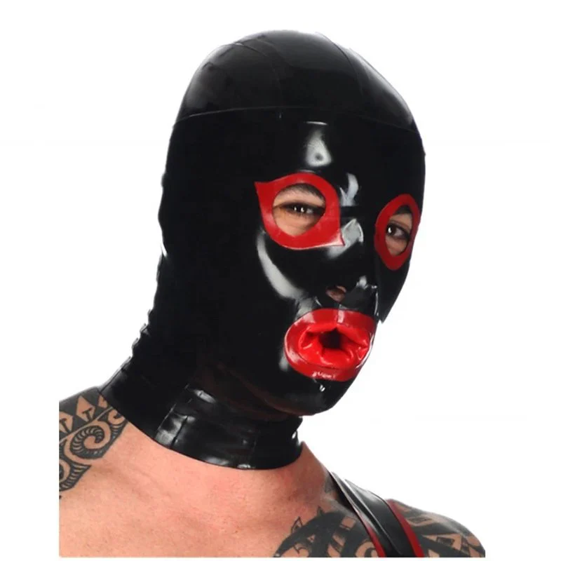 Adult Fully Enclosed Waterproof Latex Headgear Mask for Master Slave Training with Leaking Feature