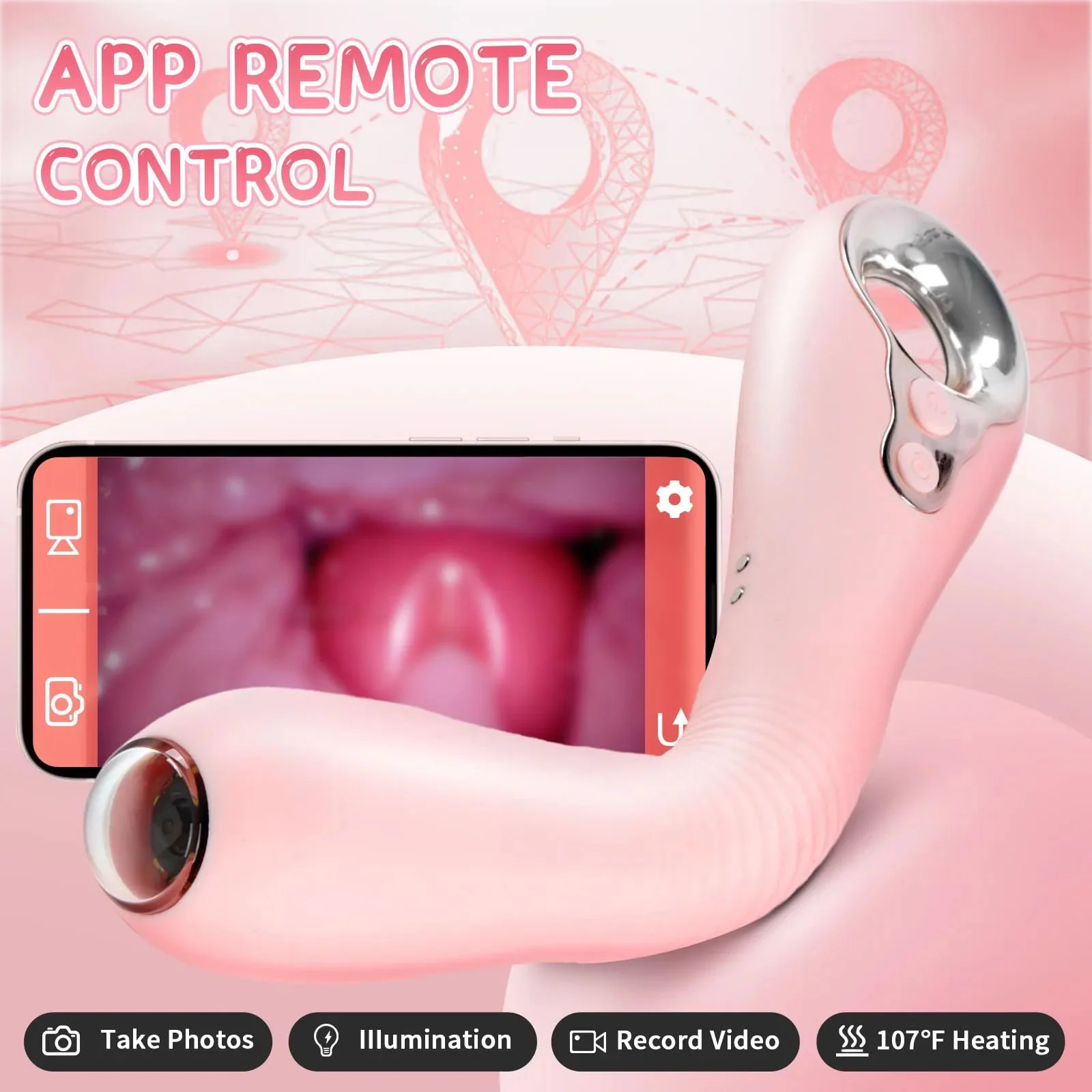 App Control Heating Endoscope Dildo Vibrator Clitoral G-spot Anal Stimulation Wireless Camera G Spot Vibrator for Women Men