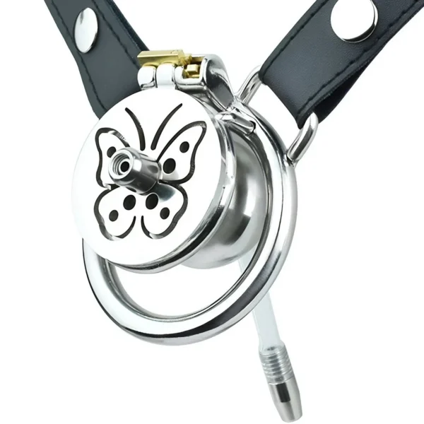 Stainless Steel Chastity Male Penis Cage Male Chastity Device With Catheter Strap on Dildo