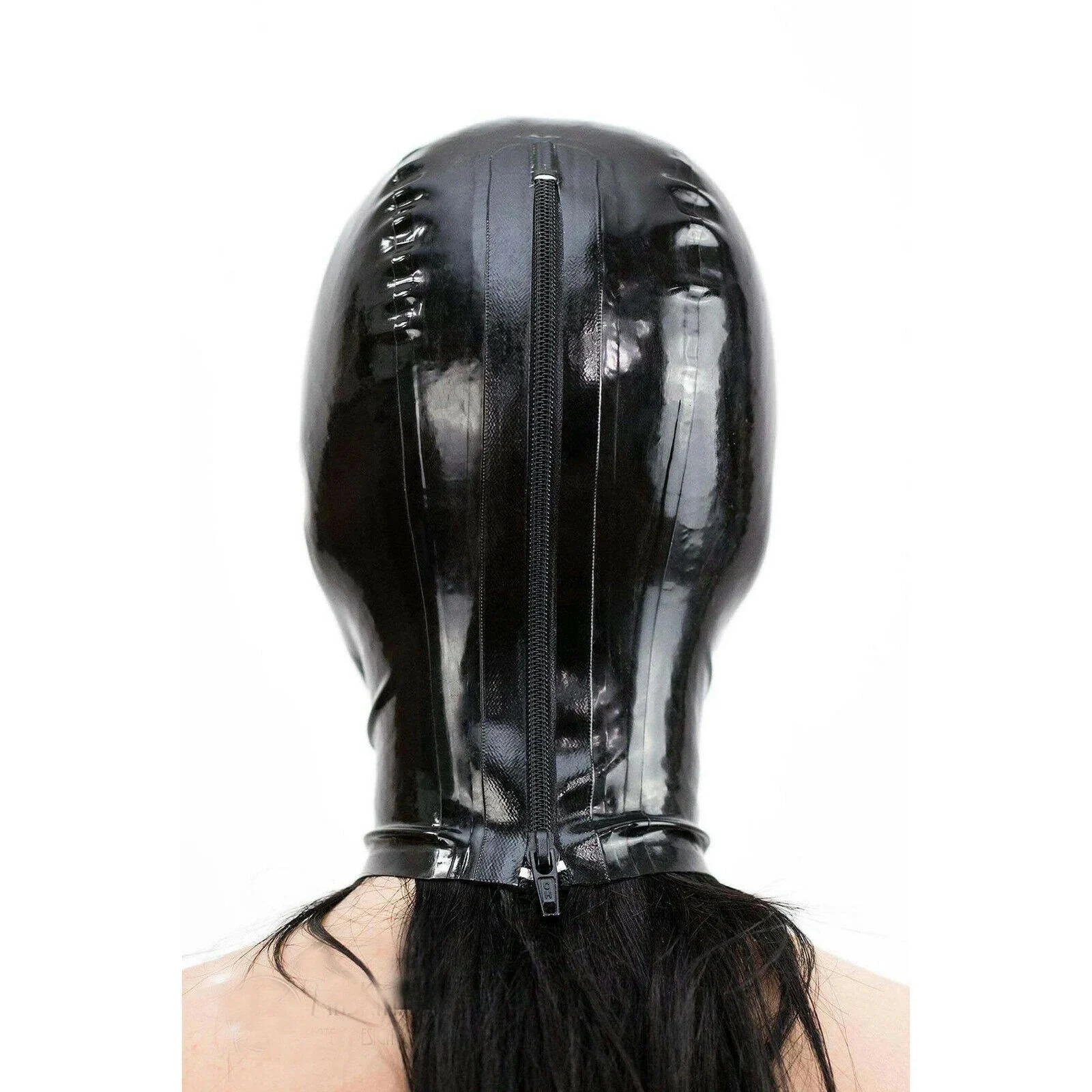 Adult Latex Hood Mask with Zipper 100% Waterproof BDSM Headgear for Dance Party Fetish Black Sex Mask