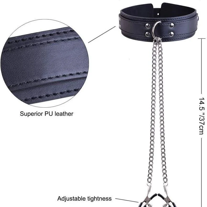 Bondage Kit Metal Chain Nipple Clamps Foreplay Game Sex Toy for Couple Mouth Plug Oral Sex Tool With Anal Plug