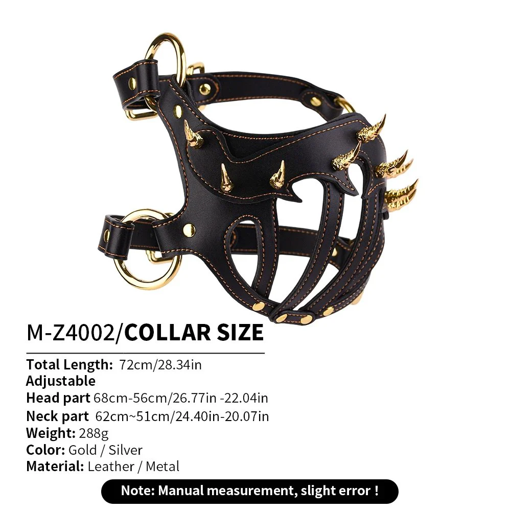 Bondage Submissive Hood, Soft Leather Adjustable Size, Fanged Beast Design for Role-Play Sex Toy
