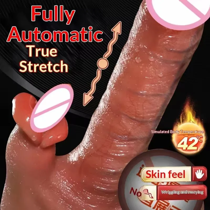 Adult Sex Toy Big Dildo 7 Frequencies Automatic Telescopic Sway Vibration Heating Tongue Teasing Waterproof Female