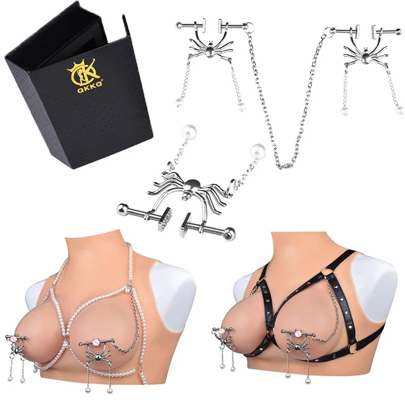Harness Nipple Clamps Bondage Leather,Fetish Adult Toys, Bondage Sex Toy Nipple Clamps Leather Strap for Bondage