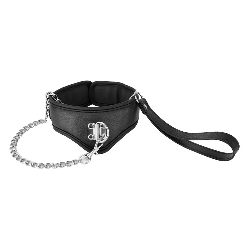 Best Quality Sex Products Black Collar With Traction Chain Leather Sex Leather Collars for Women