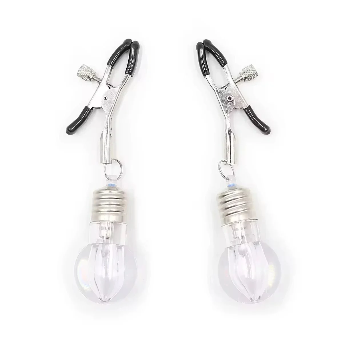 Deluxe Adjustable Nipple Clamps Set with Bells and Glass Balls for Couples Play Sensual Breast Training Adult Toy