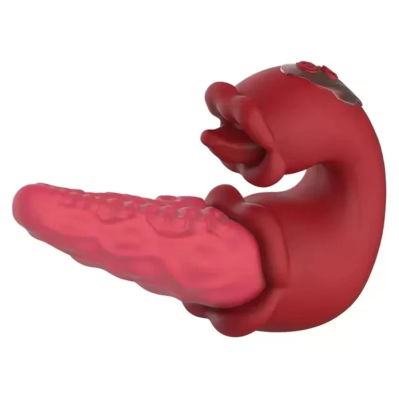 3 IN 1 Double Tongue 10 Frequency Strong Waterproof Internal Octopus Tongue Vibrator for Women