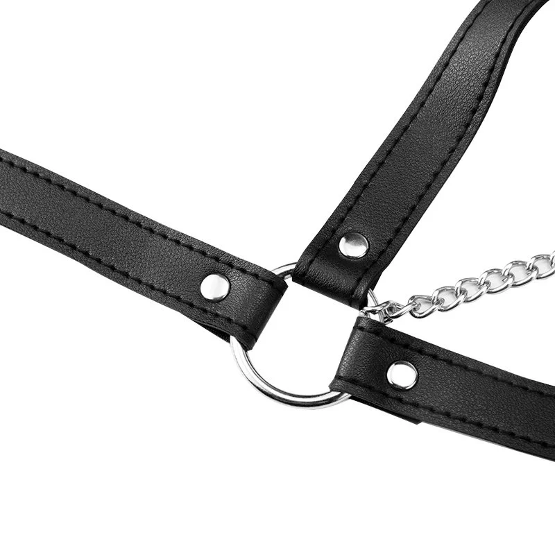 Black Breast Strap Chain Leather Sex Clothes for Women All-Product Line Sex Toys