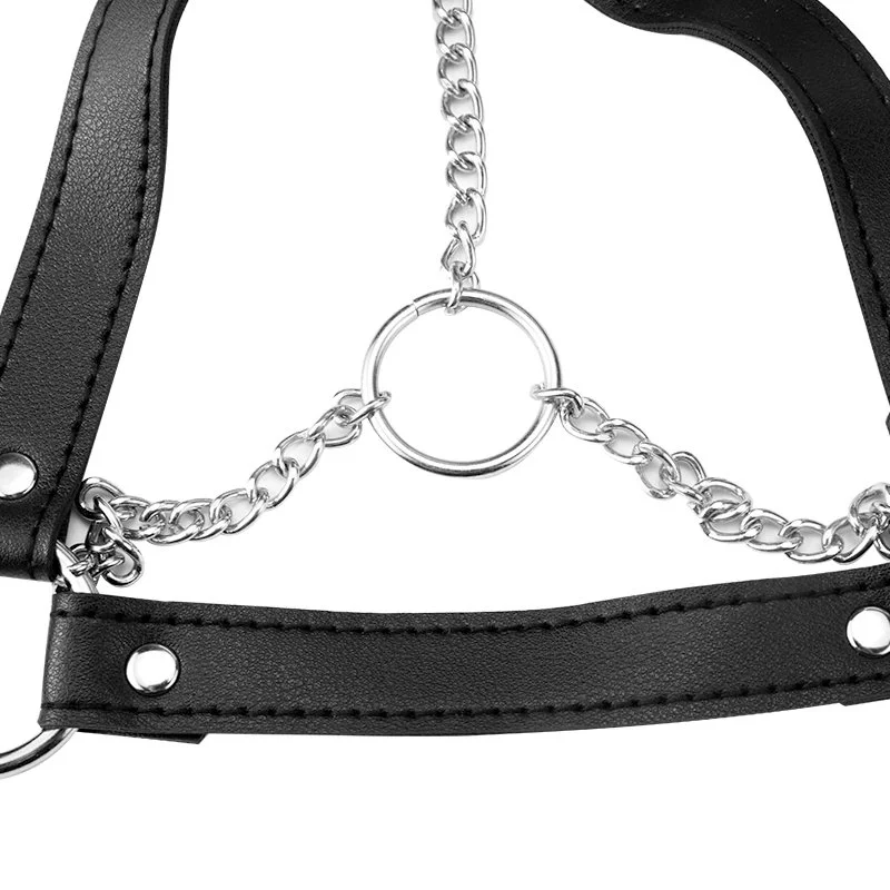 Black Breast Strap Chain Leather Sex Clothes for Women All-Product Line Sex Toys