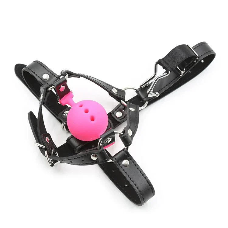 Adult Products Breathable Silicone Harness Mouth Gag With Nose Hook Sex Toy