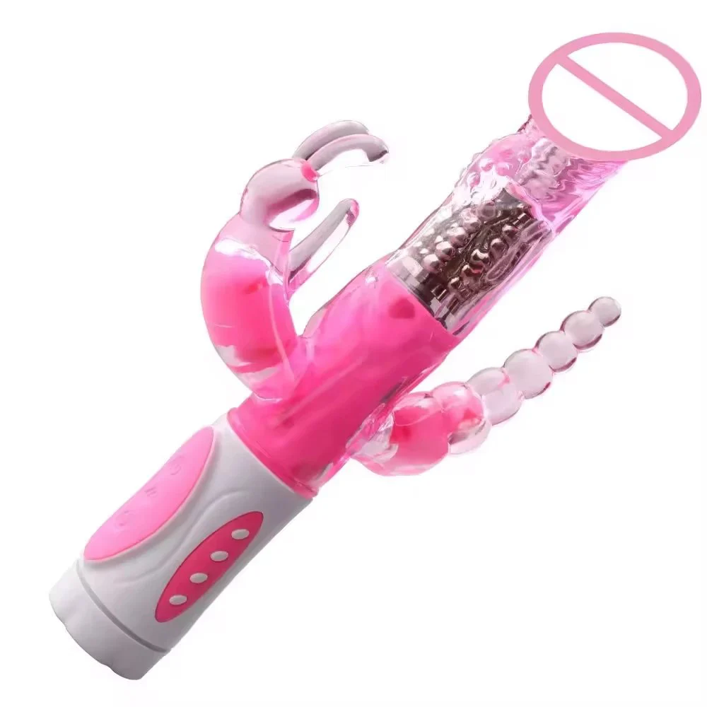 3 in 1 G-Spot Dildo Rabbit Vibrator with Vibrating Anal Beads Clitoris Vagina Stimulator Massager Adult Sex Toys for Women