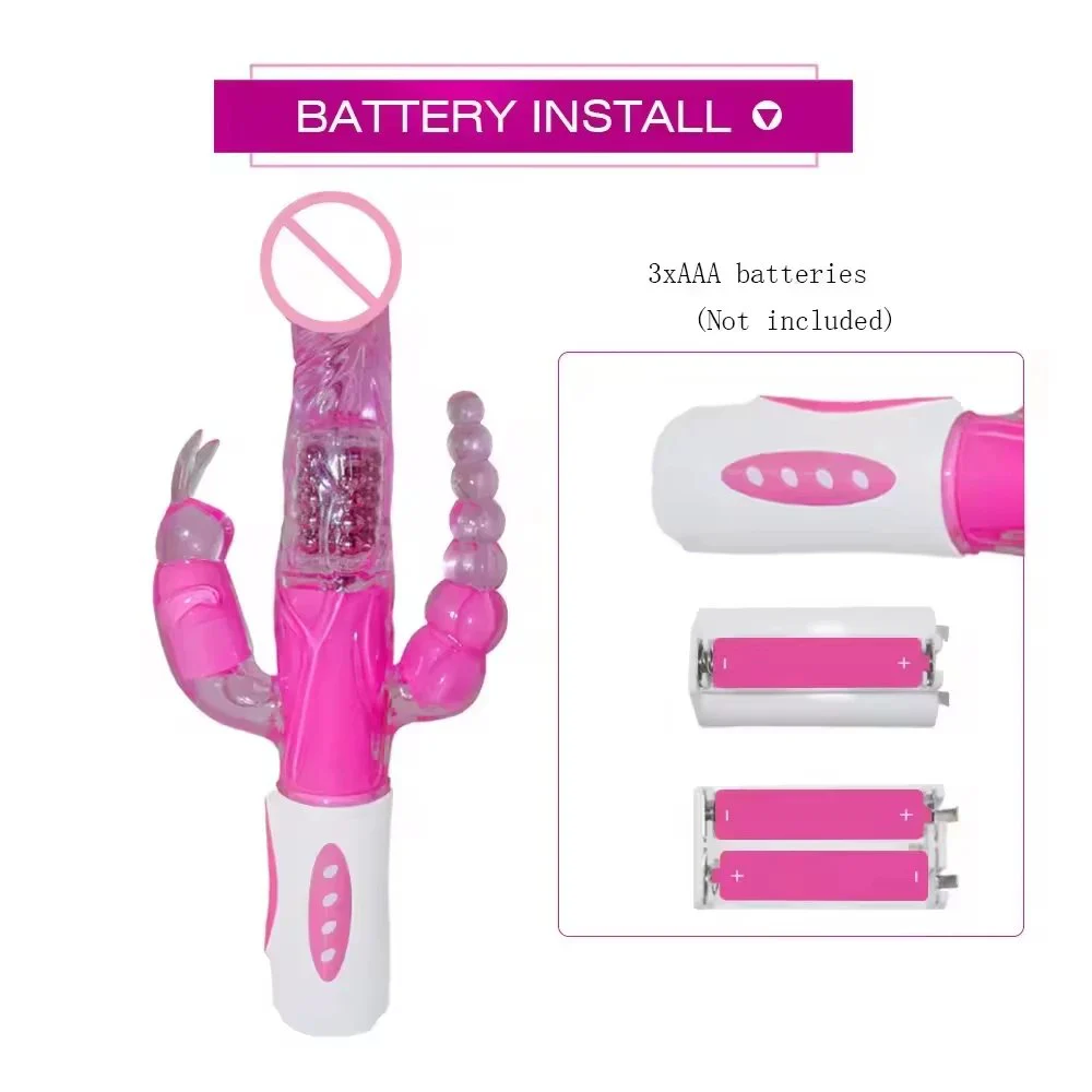 3 in 1 G-Spot Dildo Rabbit Vibrator with Vibrating Anal Beads Clitoris Vagina Stimulator Massager Adult Sex Toys for Women