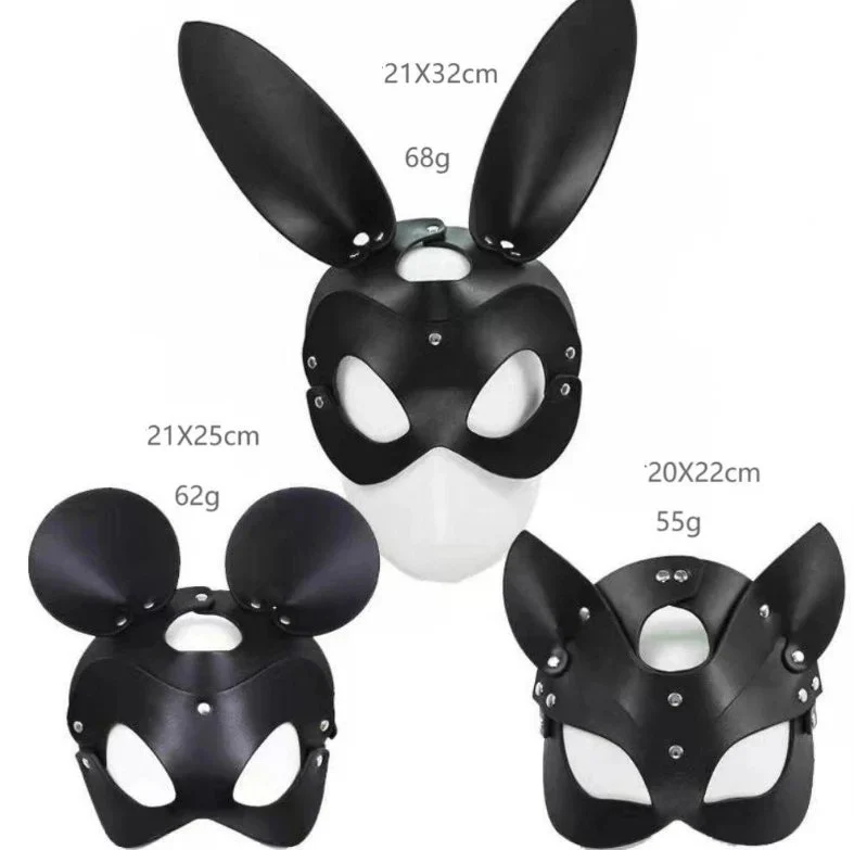 Adult Game Cosplay ToysCat Bunny Rabbit Shape Leather Bondage Mask