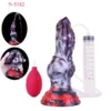 Realistic Squirting Dog Dildo Suction Cup Dildo with Knot, Big Pink Silicone Thick Dragon Dildo Anal Toy for Women and Men