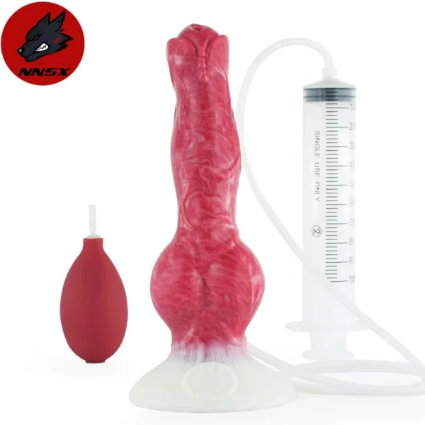 Realistic Wolf Dog Knot Ejaculation Dildo Soft Silicone Flexible Cock Penis Sex Toys for Women Realistic SquirtingDildo
