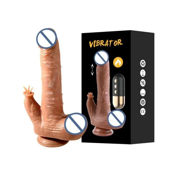 Automatic Telescopic Simulation Heated Penis Remote Control Realistic Vibrating Huge Dildo for Women With Suction Cup