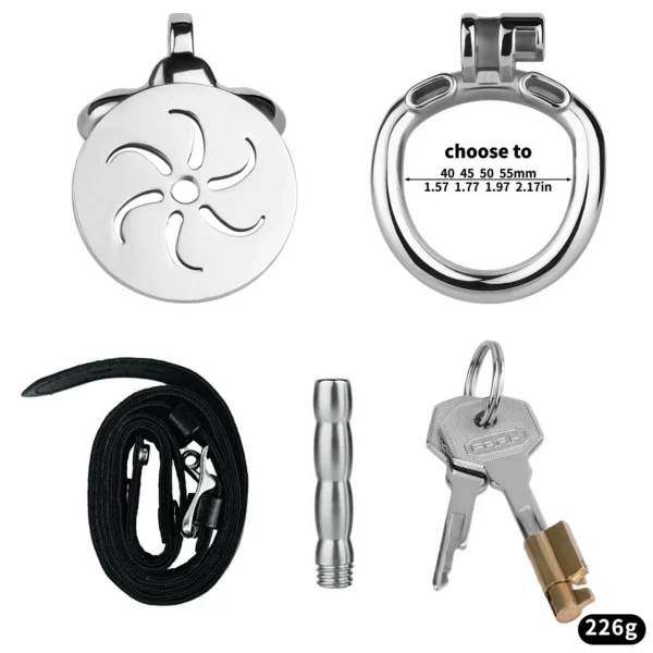 Wearable SM Male Chastity Device Flat Metal Chastity Lock Cock Cage Metal Urethra Catheter Bondage Belt Adult Sex Toys for Men