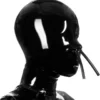 Halloween Black Sexy Latex 100% Waterproof Closed Toe Suffocating Hood Double Nose Tube Role-playing Adult Products