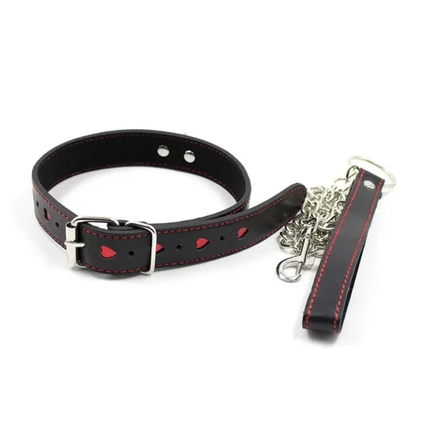 Adult Sex Bondage Heart Shape PU Leather Collar Intimate Accessory for Women Romantic Couple Play