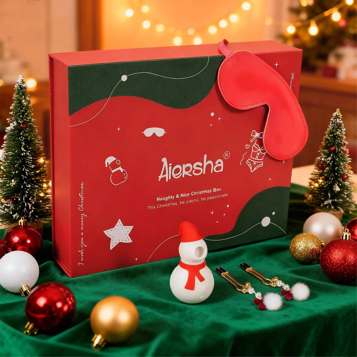 Luxury Christmas Sex Gift Box Set Christmas Style Sexy Lingerie Adult Romantic Lovers Sex Toy Gift BDSM Set