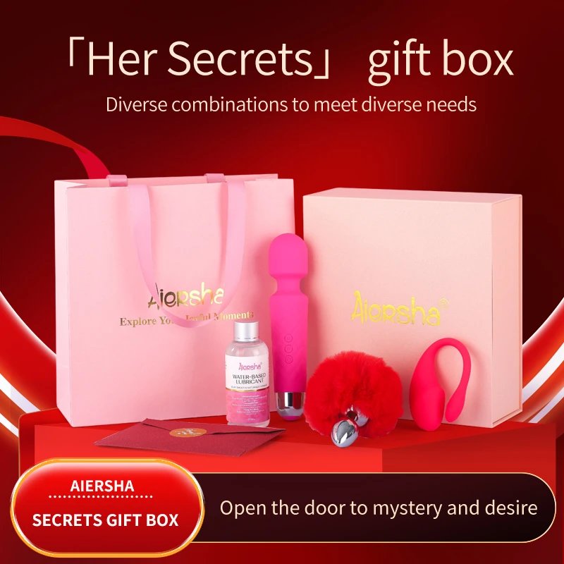 Luxury Valentines Day Couple Gift Adult Romantic Erotic Lovers Sex Toy Gift AV Wand Vibrator 4-piece Set