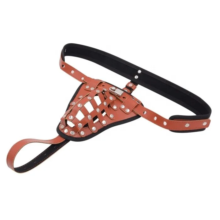 Adult Men's Leather Cock Cage Stainless Steel Chastity Locking Device for Sex Toys and SM Bondage Restraint