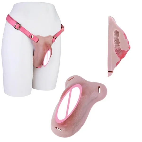 Male Couple's Toy Strap-On Insertable Vagina Patch Medical-Grade Silicone for Realistic Sensation