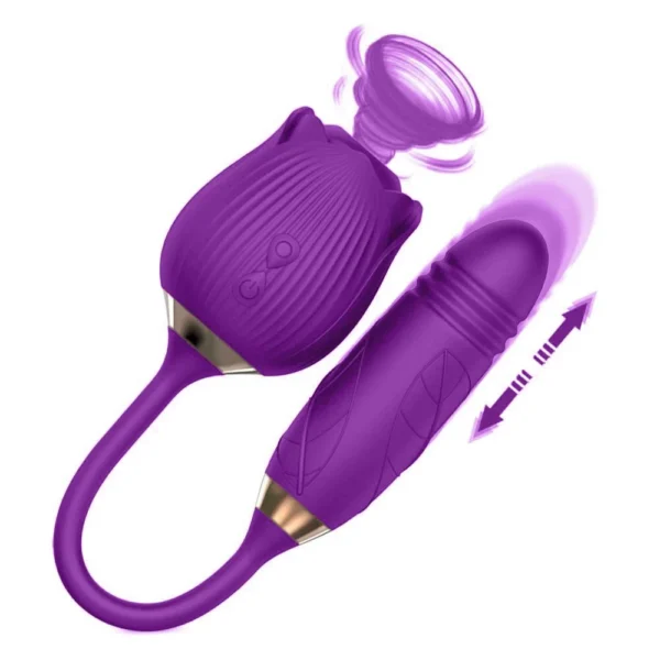 2 In1 Rose Sex Toy Stimulator Adult Toys Clitoral Tongue Licking G Spot Vibrators Thrusting Dildo Vibrator for Women