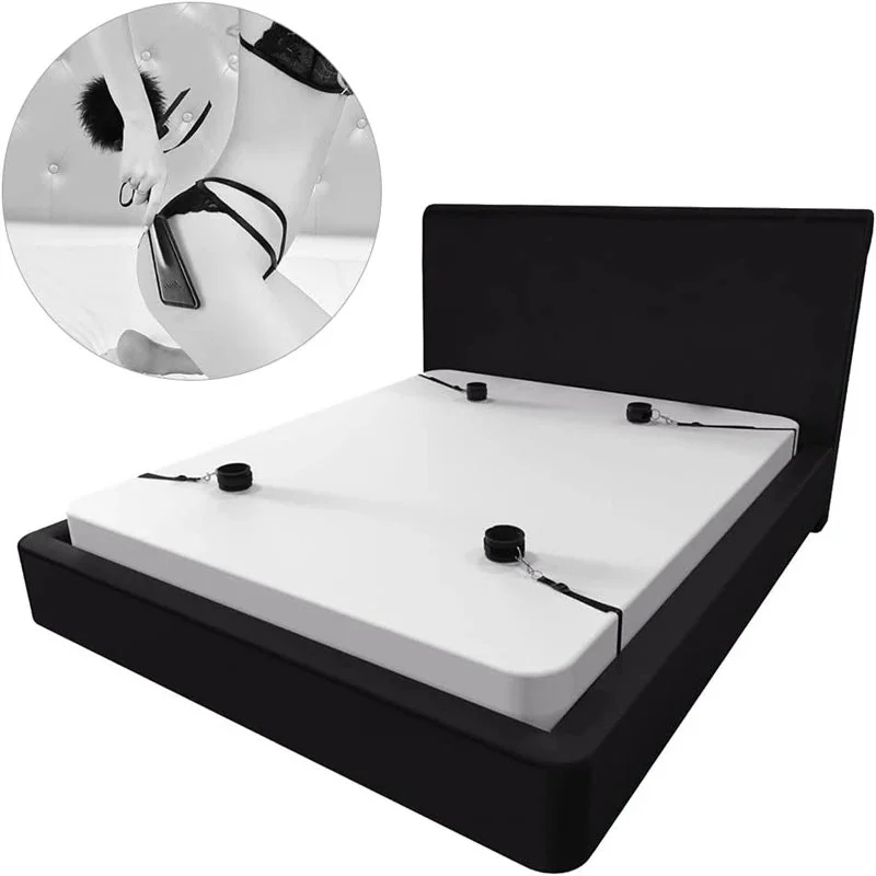 Slave Sexy Mattress Under Restraint Binding Ribbon and Wrist Ankle Cover Couple Game
