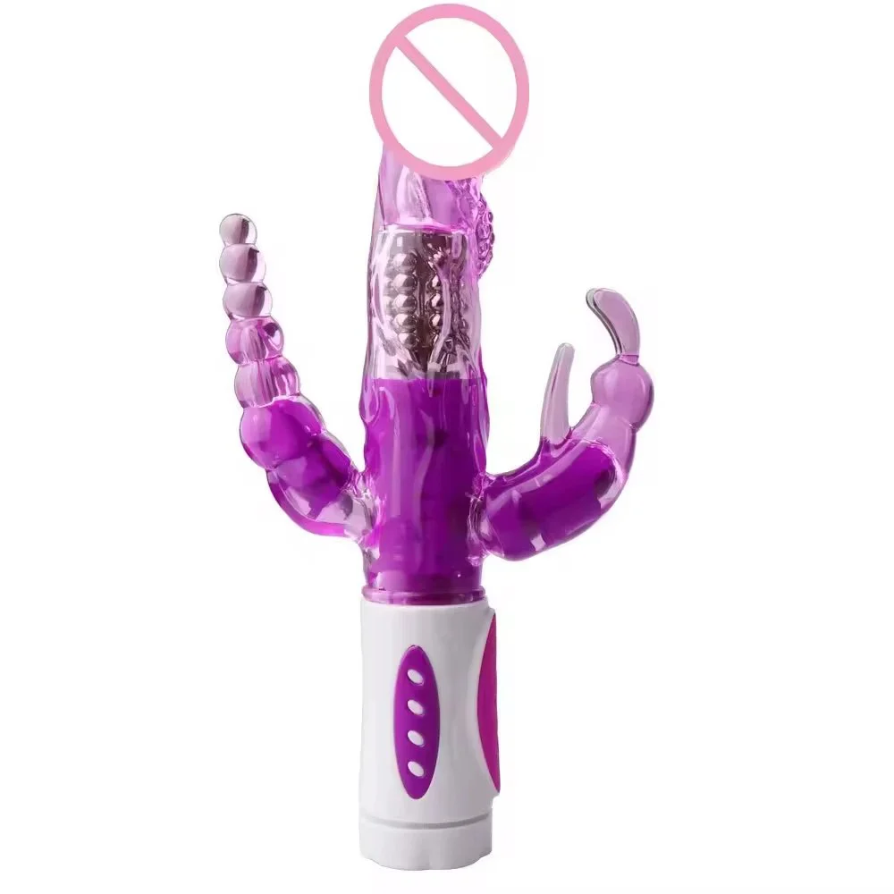3 in 1 G-Spot Dildo Rabbit Vibrator with Vibrating Anal Beads Clitoris Vagina Stimulator Massager Adult Sex Toys for Women