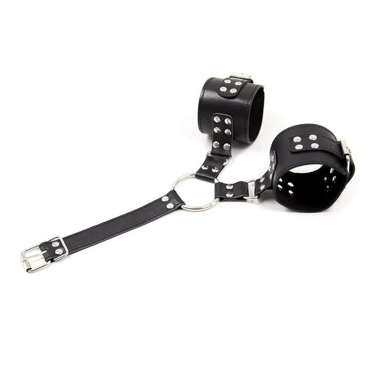 Bondage Restraints Arm Binder Wrist Hand Cuff PU Leather Handcuffs Neck Collar