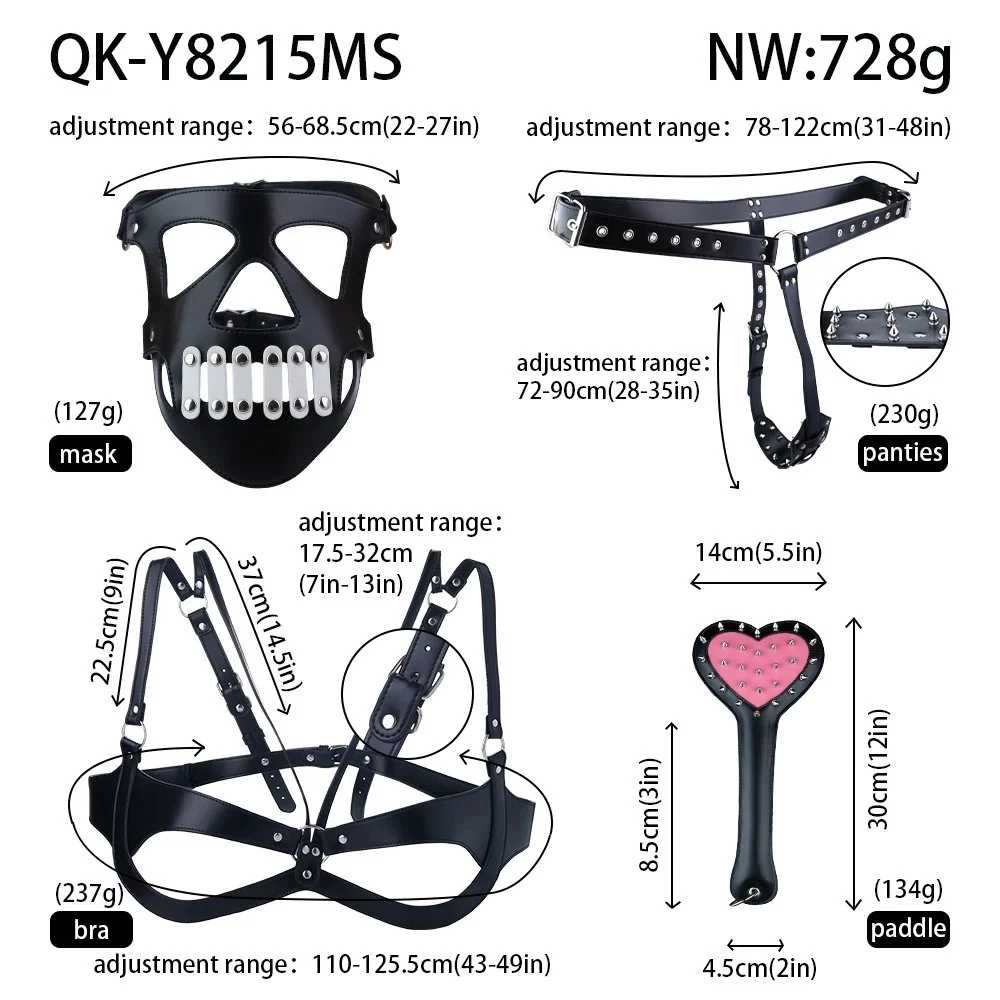Breast Cage Bondage Bra,Spiked Leather Thong Panties,spiked Bondage Beat,Mask Bondage Sets Adult Sex Toys