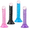 Female Manual Realistic Suction Cup Dildo Mini Small Crystal Penis Adult Women Masturbation Thrusting Toy