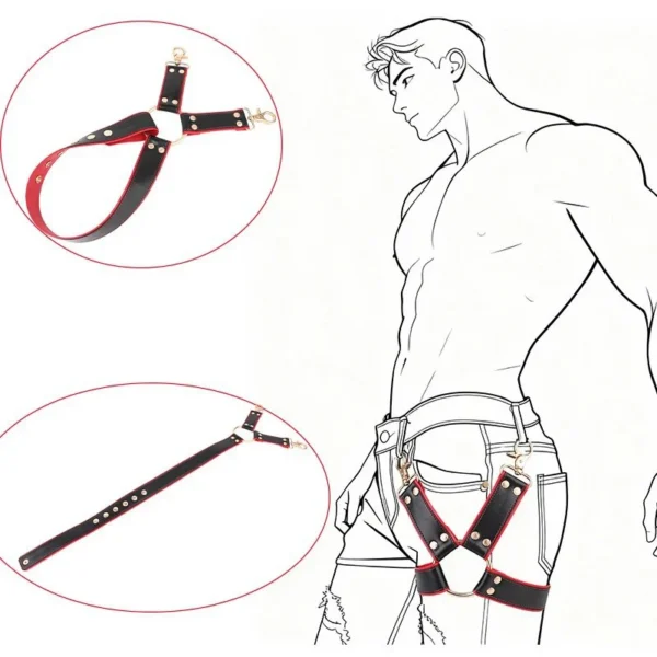 Crimson Thigh Oaths Thigh Cock Restraint for Adult Couples Leather Bondage Experience with Realistic Sensation