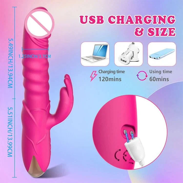 Telescopic Dildos Rabbit Vibrator G Spot Masturbator Clitoris Stimulator Adult Sex Toys for Women