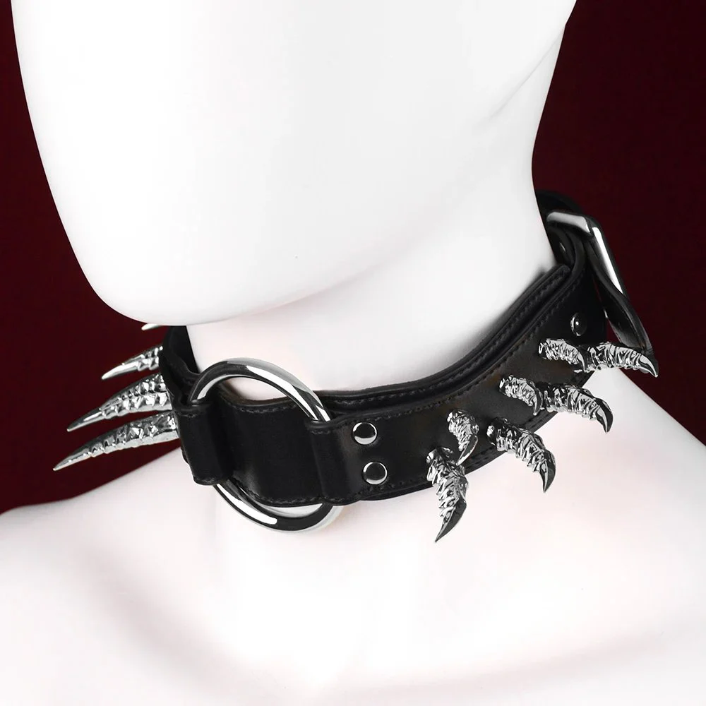 Devil's Claw Adjustable Submissive Collar Premium Leather Collar for Couples' Sex Toys