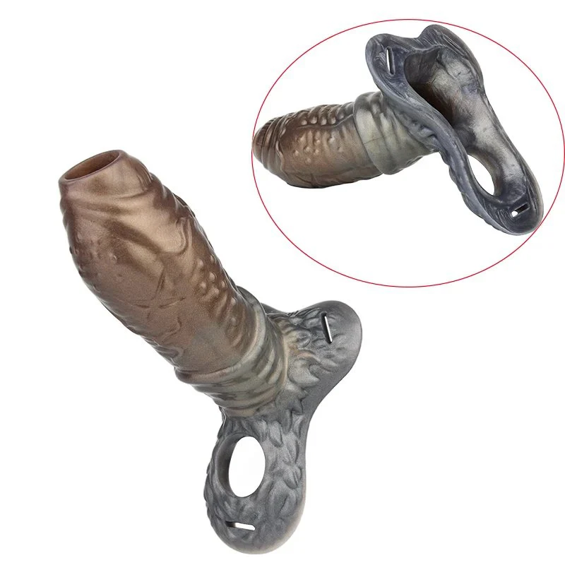Mocha Gray Penis Sleeve Fantasy Series Wearable Male Penis Extender Open-Ended Sleeve for Effective Enlargement